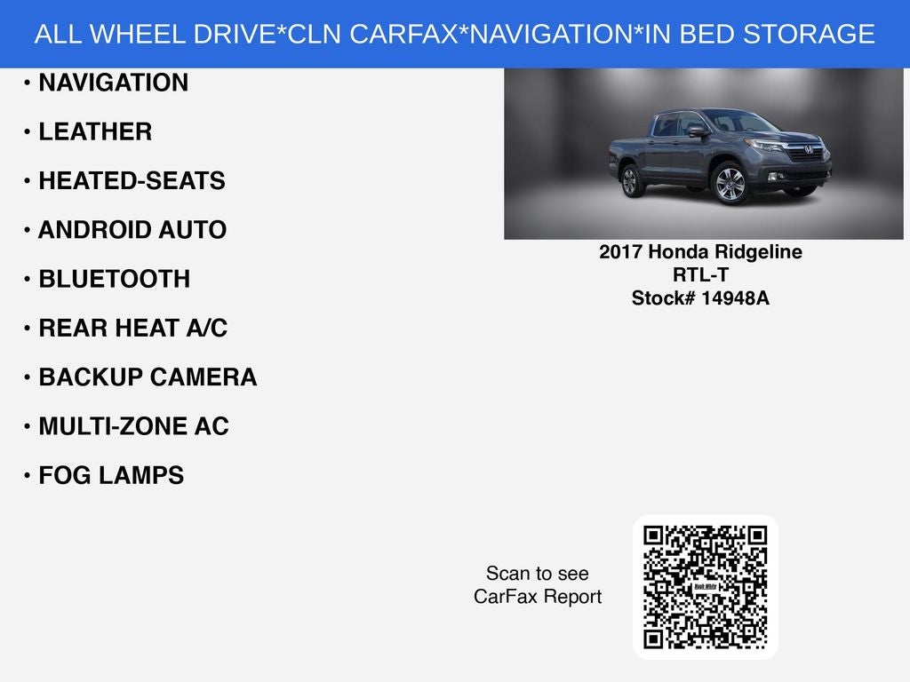 2017 Honda Ridgeline RTL-T