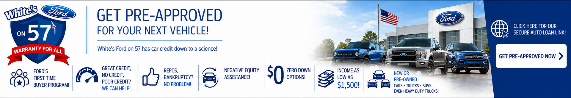 Get pre-approved at White's Ford on 57
